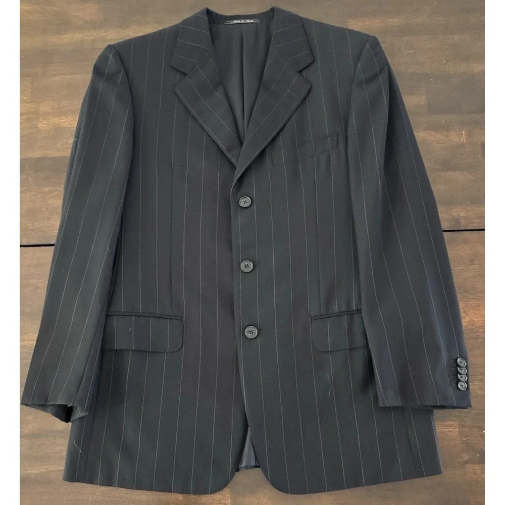 Ermenegildo Zegna Mens Trofeo Wool Blazer 48R (Fits 42R) Navy Pinstripe Boyds